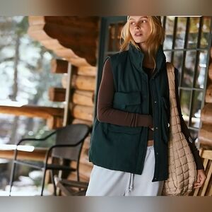 FP Movement by Free People Cabin Fever Vest Dark Green Quilted Vest - M